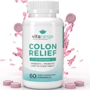 Colon Relief by VitaRange- Rýchla zápcha a Bloating Relief s Sunfiber Prebiotické Fiber a Pre + Probiotiká pre tráviace zdravie - 60 Žuvacie jahodové tablety 