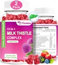 Milk Thistle Gummies, 10 in 1 Kruidenformule voor lever reinigen Detox Reparatie met Dandelion Root, Kurkuma, Artichoke Optimale leverfunctie en spijsverteringsgezondheid gemengde Berry Flavor
