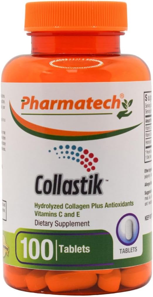 Hydrolysiertes Kollagen und Vitamine C und E für Frauen. Haut und Nägel Gesundheit, Premium Formel Collagen Plus Antioxidantien Supplement, 100 Tabletten, Collastik