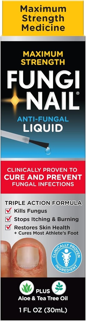 Fungi-Nail Anti-Fungal Liquid Solution, Mata Fungus que pode levar ao pé de Nail & Atleta con Tolnaftate e clínicamente probado para curar e previr infeccións Fungal 1 Fl Oz (Pack of 1)
