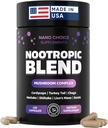 Nano Choice Nootropic Blend - Mushroom Complex Supplement for Brain, Focus, Productivity & Immune Support | Non-GMO, Vegan, Made in USA | 120 Capsules
