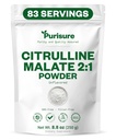 Purisure L-Citrulline Powder 250g, Premium Citrulline 2:1 Malate Supplement for Strength Performance and Energy, Pre-Workout Citrulline Malate Powder - Enhance Muscle Pumps and Recovery - 83 Servings