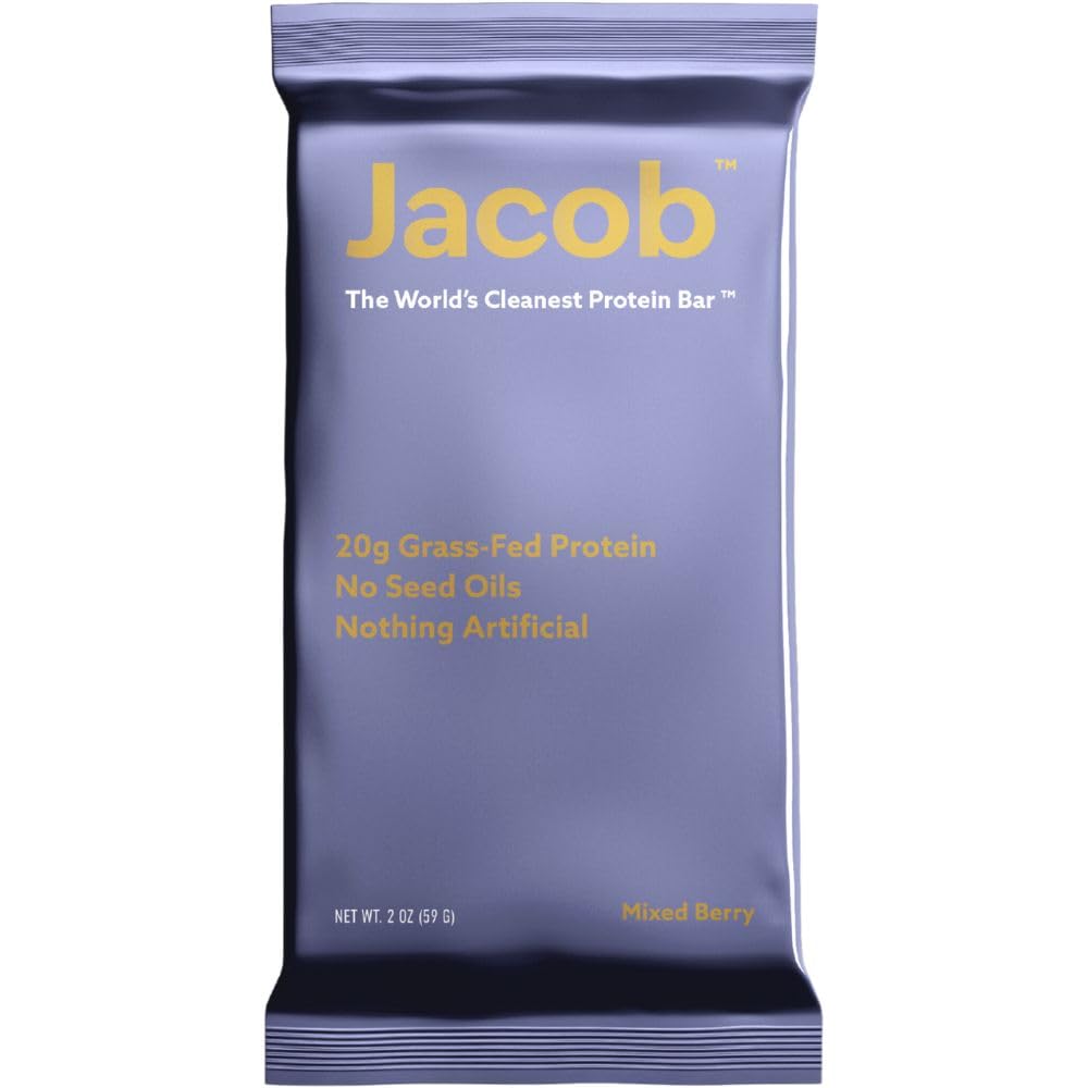 Jacob Bar, Protein Bárok, Vegyes Berry (9 Bars Total) - 20g Grass- Fed Protein, Nincs Seed Olajok, Semmi mesterséges