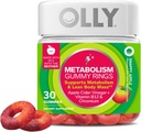 OLLY Metabolization Gummy Žiedai, Apple Cider Acar, Vitaminas B12, Chromas, Energija ir Digitative Health, Chewable Addition, Apple Schior - 30 Count
