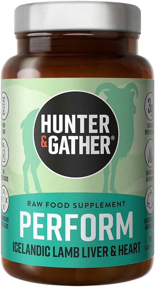Hunter & Gather Nose to Tail 180 Perform Capsules | Wild, Grass Fed Icelandic Lamb Ancestral Inspired | No GMO Feeds, Antibiotics Or Hormones
