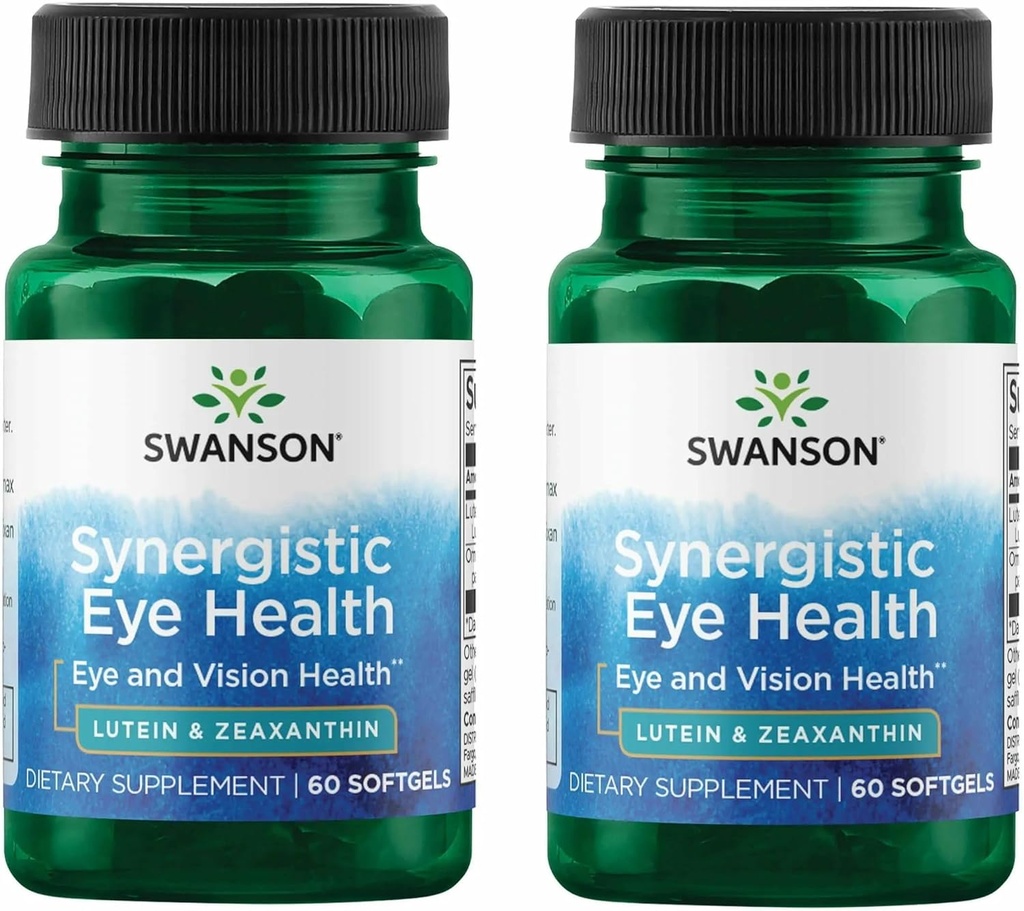 Swanson Lutein & Zeaxanthin Synergistic Eye Health Vision Retina Macula Supplement (Συμπλήρωμα Lutein 20 mg & OmniXan Zeaxanthin 2 mg) 60 Softgels Sgels (2 Pack)