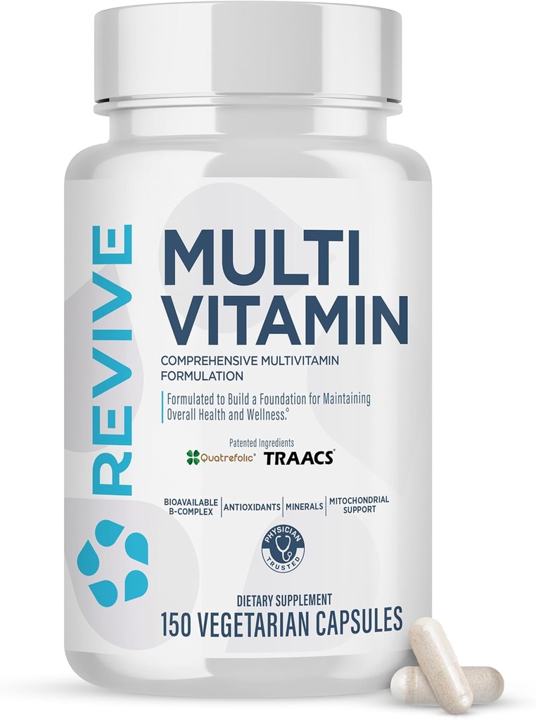 Revive MD Multi-Vitamin Supplement for menn og kvinner - Daglig multivitamin støtter energi, immunisme og generell helse med essensielle vitaminer, NAC, sink, magnesium og mer (60 kapsler, 30 serveringer)