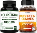 DORADO NUTRITION Colostrum Suplemento 1000mg por porción e Mushroom Gummies (120 conta) Suplemento de cogomelos