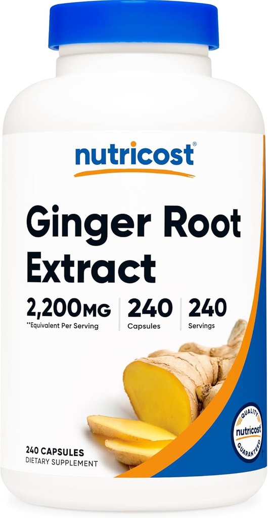 Nutricost Ginger Root Extract 2,200mg, 240 cápsulas - Gluten Free, Non-GMO, 550mg de 4:1 Extracto