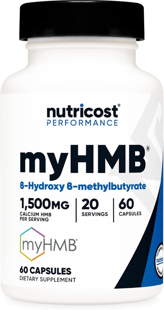 Nutricost myHMB Capsules 1,500MG Calcium HMB por servizo, 60 cápsulas, 20 servizos - liña de rendemento, Calcium B-Hydroxi B-Metilbutirato Monohidrato