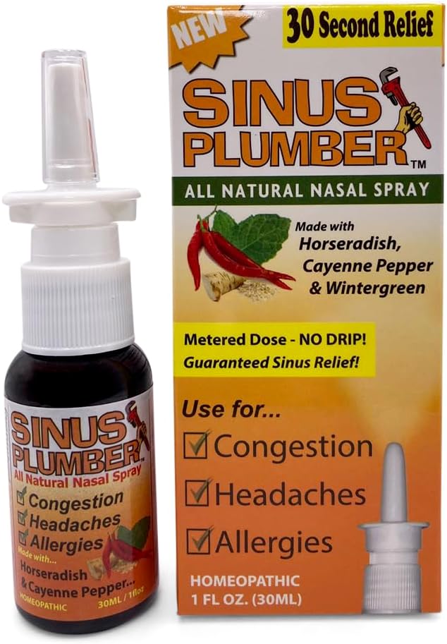 Spray nazal cu piper sinusal, alergie și ajutor sinusal, congestie, dureri de cap, 1 fl oz