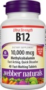 Webber Naturals Vitamin B12 10.000 mcg, Ultra moč, 40 Count, Fast Dissolve tablete, Vitamin dopolnilna podpora za energetsko presnovo, Imuno in zdravje srca, Veganska formula