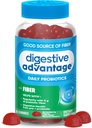 Adviously Prebiotic Prebiotic Fiber Gummies + Progities for Gut Health, 5g Prebiotic Fiber Plus 1 Milyar CFU Probiotic, Support Digetical Health & Regularitas, (60ct Bottle) Strawberry Flavor *