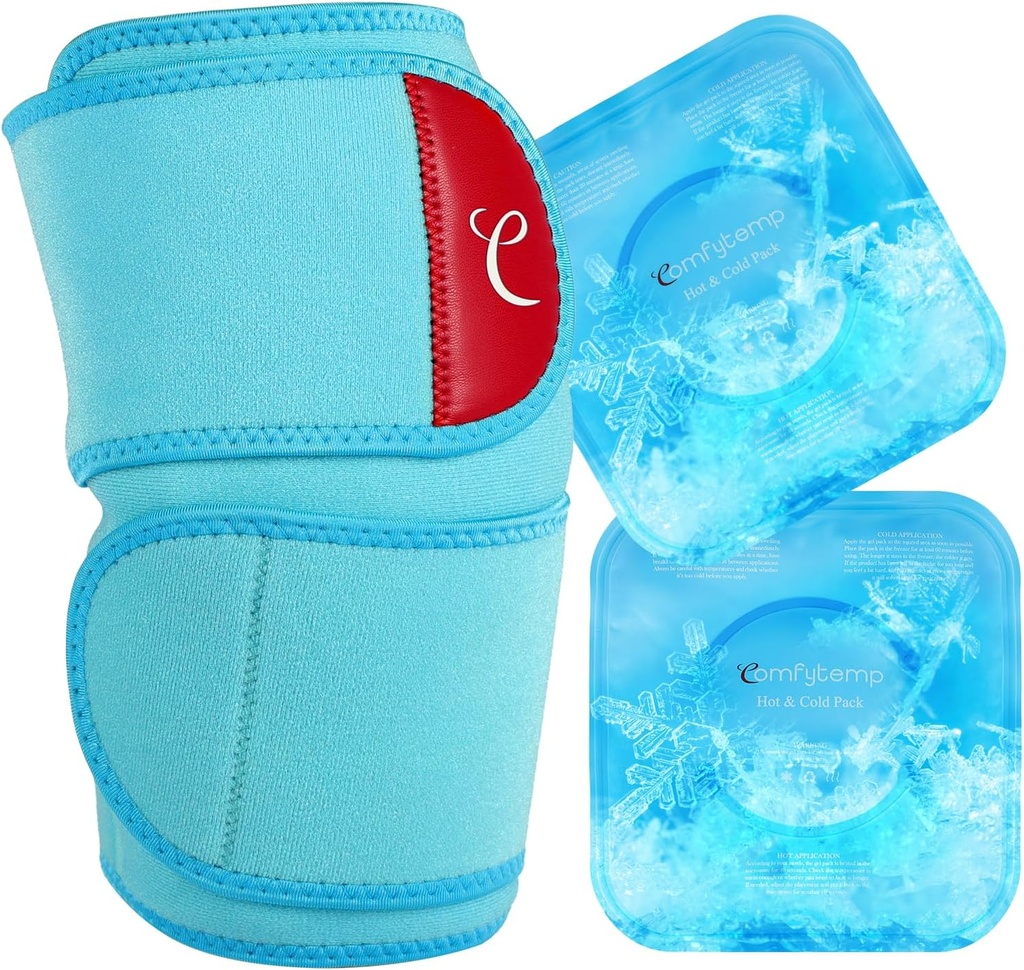 Comfytemple Big Knee Ice Pack Wrap 2 Gel Soft Cold Pack, Reusable Compression Knee Brace for Meniscus Tear, Joint Pain Relief, Arthritis, ACL, műtét után kap jól ajándékok, férfi nők futó felszerelés