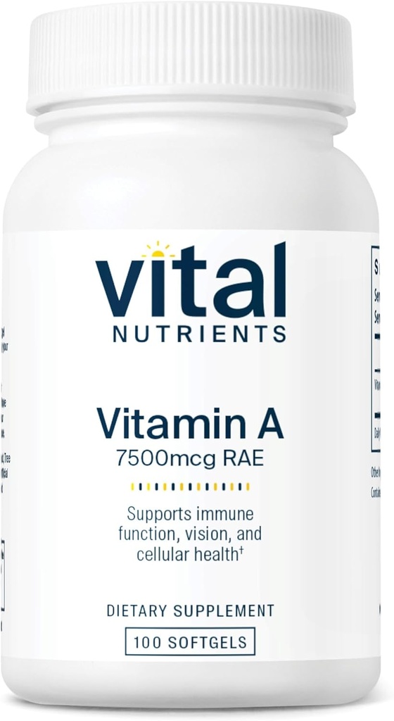 Vitàl Nutrins Vintients vitamina A 7500mmg RAE Khonach A suplementari per a la funció Imne, Visió, pell, i salut cel·lular Guten, Dary, Soy Free user-GO, Ogg 100 Capules