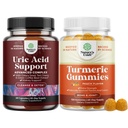 Bundle of Green Coffee Bean Extract for Uric Acid Cleanse & Detox with Turmeric, Tart Cherry & Celery Seed and Turmeric Gummies Peach Flavor - Extra Strength Joint Support with Black Pepper Extract
