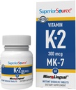 Superior Source Vitamin K2 MK-7 (Menaquinone-7) 300 mcg - Bone Strength ' Health Support supplement - Aids Healthy Heart Function - Bariatric-Friendly - 60 Sublingual Dissolving Tablets