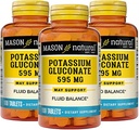 Mason Natural Potassium Gluconate 595 mg, 300 Day Supply, 100 Tablets (Pack of 3)