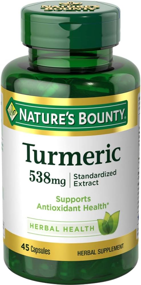 Naturens Bounty gurkemeie piller og herbal helse supplement, støtte, antioksidant helse, 538mg, 45 kapsler