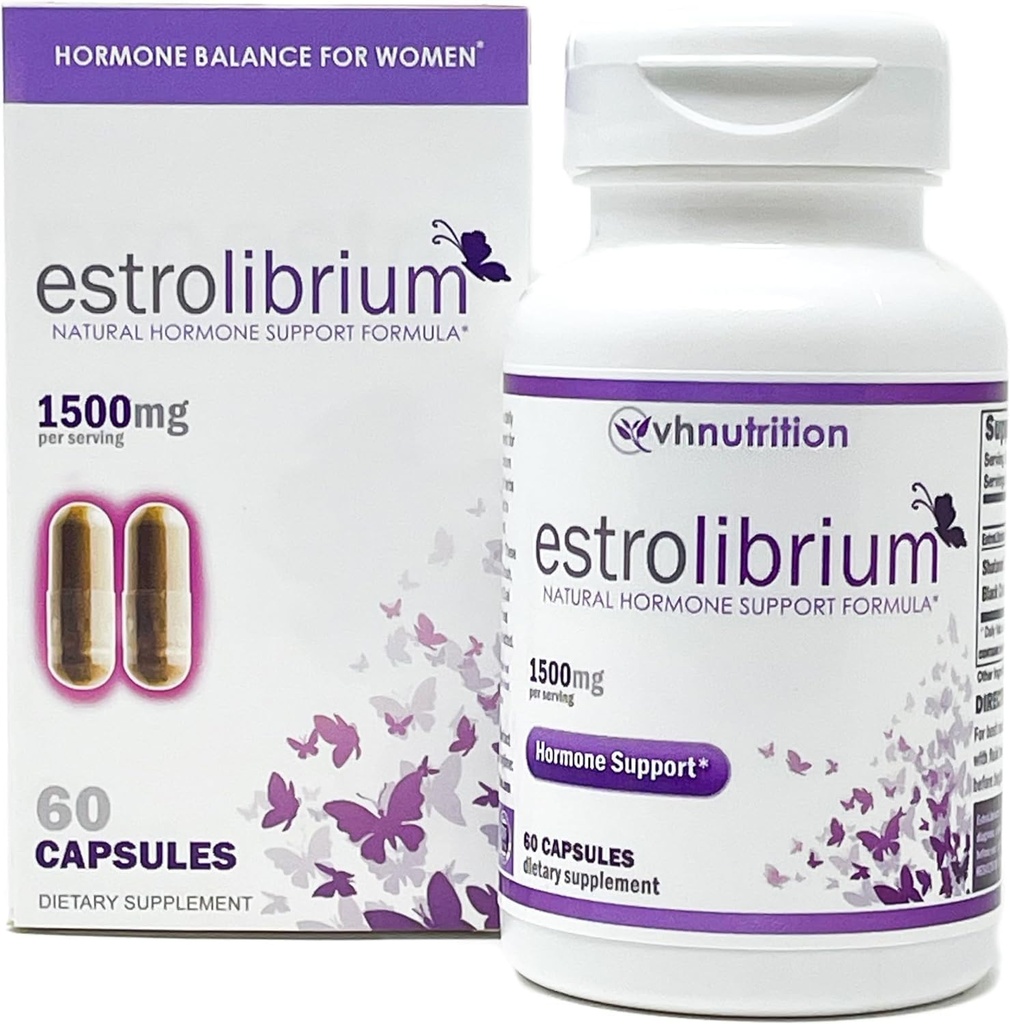 VH Nutrition ESTROLIBRIUM Balancear Hormônios para Mulheres* * Suplemento de suporte de Menopausa* .; Black Cohosh, Shatavari, Chaste Tree Berry (Vitex), Dong Quai .