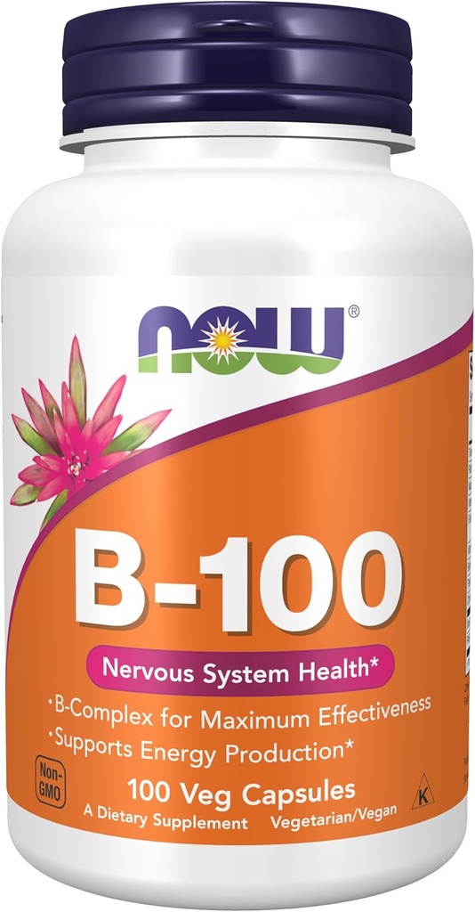 JETZT Nahrungsergänzungsmittel, Vitamin B-100, Energieproduktion*, Nervous System Health*, 100 Veg Kapseln