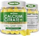 Calcium Citrate Gummies 1200mg with Vitamin D3 K2, Chewable Calcium Supplements for Women & Men, High Potency Support B0ne, Te*th, Strength & Immune Health, Mango Flavor, Non-GMO, Sugar Free, 60 Cts