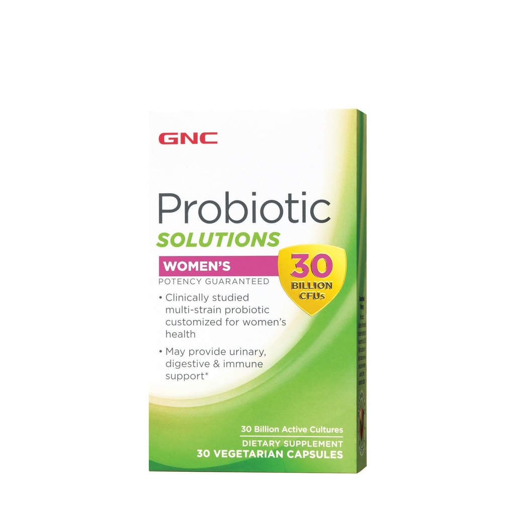 GNC Probiotic Solutions Women's with 30 Billion CFUs, Clinically Studied Multi-Strain for Women, Supports Digestive and Immune Health, Vegetarian, 30 Capsules