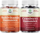 Bundle of Potent Daily Multivitamin Gummys for Adults and Natural Cranberry Gummys for American and Men - 维他命D A C E B12 锌和Biotin - 超强的美味抗氧化剂