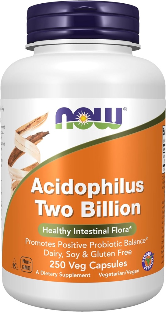 الآن ملحقات الأغذية، Acidophilus، بليونان، Strain Verified, Healthy Intestinal Flora*، 250 Veg Capsules