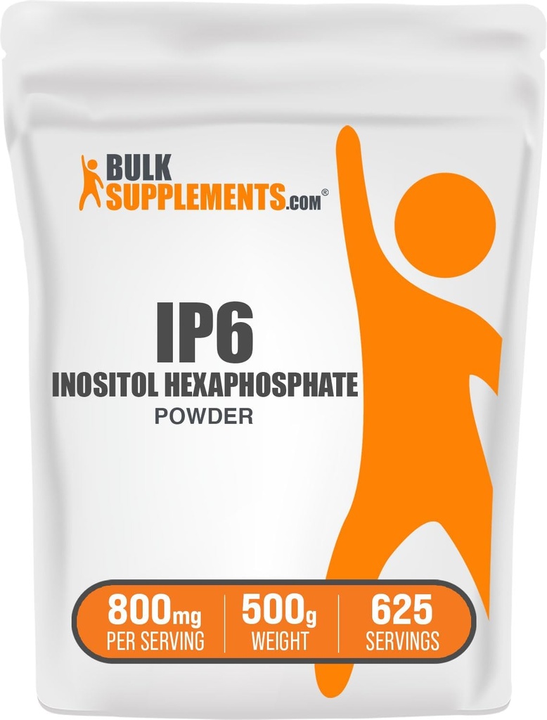 BulkSupplement.com IP6 Recember - Inositol Hexphosphate, IP6 Supplement - Inositol Supplement for Immun, Gluten free, 800mg ต่อการให้บริการ, 500g (1.1 abs) (Pack of 1).