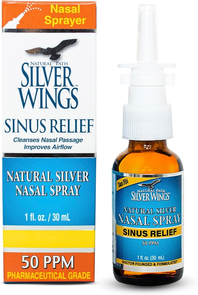 Natural Path Silver Wings Sinus Relief Natural Silver Nasal Spray - 50 ppm - 1oz