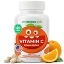 VitaWorks Kids Vitamin C Chewable Tablets 250mg - Vegan, GMO-Free, Gluten Free, Nut Free Vitamins - Dietary Supplement for Immune Support - for Children - 120 Chewables