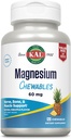 KAL Magnezu Chewables - Magnezu Citrate for Nerve, Muscle, and Bone Support - No Added Sugar, Vegan Magnezu Supplement - 60- Day Guarantee - Ananas Flavor - 120 Servings, 120 Chewable Tablets
