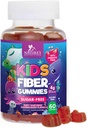 Kids Fiber Gummies – Sugar Free Prebiotic Plant-Based Fiber 4g per Serving Supplement - Improved Soluble Formula Supports Digestive Health & Regularity - Natural Berry Flavor Chewable - 60 Gummies