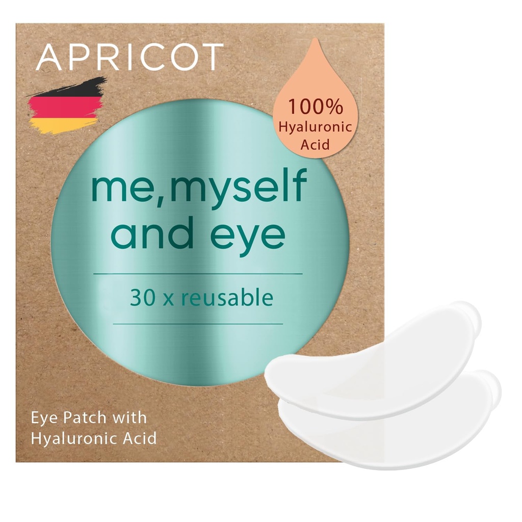 APRICOT Eye Patches with Hyaluronic Acid (1. paketea) I Anti-Aging Eye Pads "Ni, Nire burua eta begia" I Murriztu egiten ditut begi zimurrak berrerabilgarriak I Silikonazko estalkiak Alemanian egindako zimurren aurka
