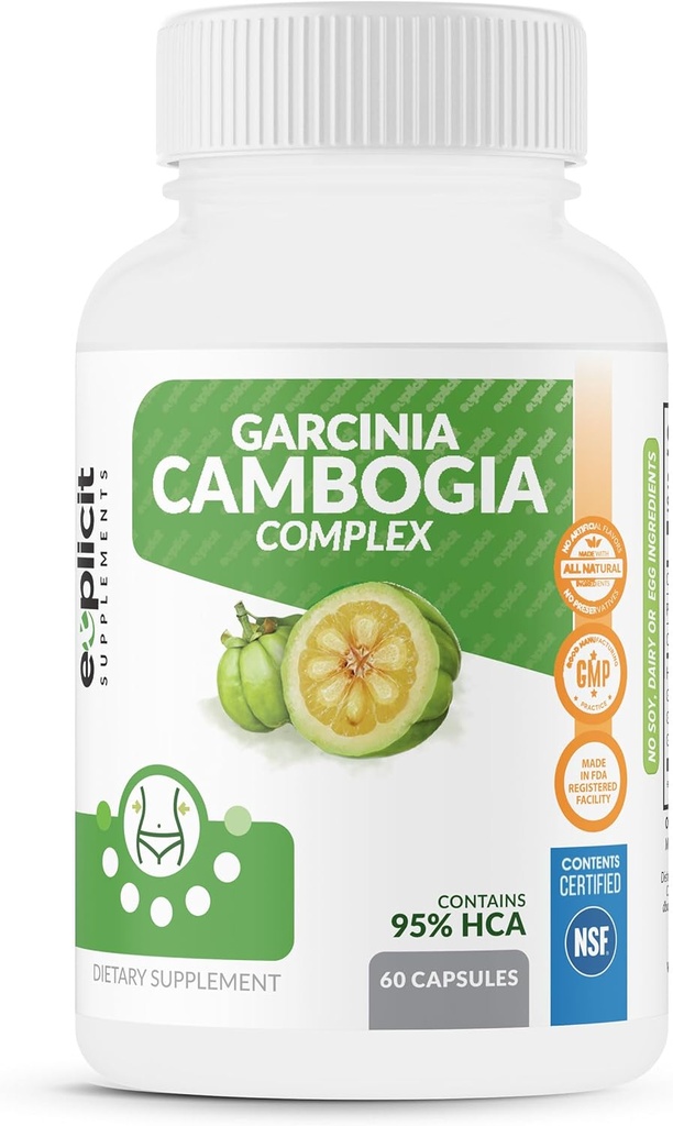 Garcinia Cambogia 95% HCA - přírodní, jednoduchý a čistý doplněk hubnutí - Max síla 1400mg - 1 měsíc