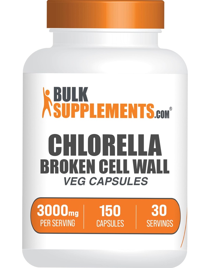 BulkSupplements.com Chlorella Capsules - Broken Cell Wall, Chlorella Supplement - Superfood Supplement, Vegan & Gluten Free, 5 Capsules per Serving, 150 Count (Pack of 1)