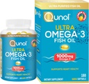 Qunol Visolie Omega 3 Mini Softgels, 1000mg Omega 3 EPA + DHA, Ultra Pure Supplementen, Hartgezondheidsondersteuning, Citroensmaak, Gemakkelijk doorslikken Minis, 3 maanden levering, 180 Tellen