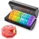 Weekly Pill Organizer 4 Kali sehari, Kotak Pil Besar 7 Hari Kasus Pil KB Harian dengan 28 Kompartemen Besar Portable Container Big Medicine Organizer untuk Tambahan Vitamin (Rainbow)