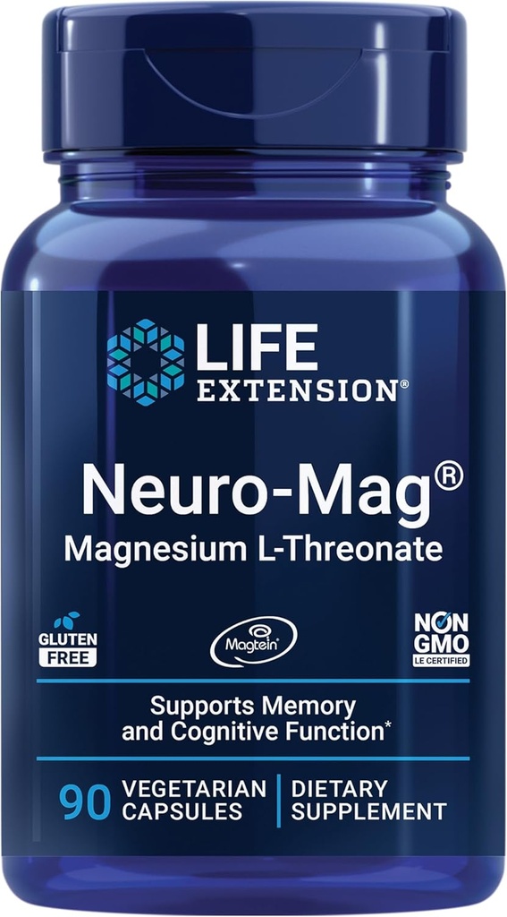 Life extension same 400mg " Neuro-mag Magnesium L-threonate supplements for Joint, Liver, Brain Health, Memory & attention, Non-GMO, Gluten Free, 60 " 90 count