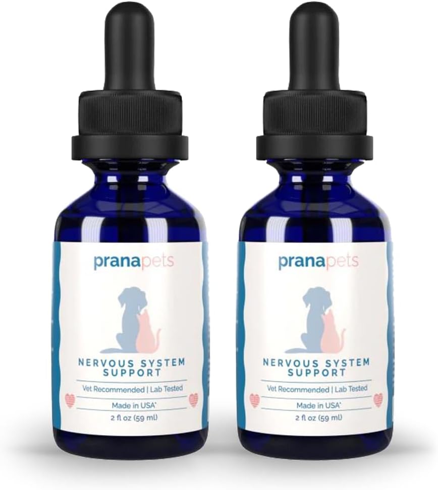 Dukungan Sistem Gugup PranaPets untuk Anjing dan Kucing 124; Herbal Formula Aids Aman dalam Pengurangan Nervousness, Movement Muscle Insoersif 124; Membantu Dukung Sistem Otak & Gugup - 2 Pack