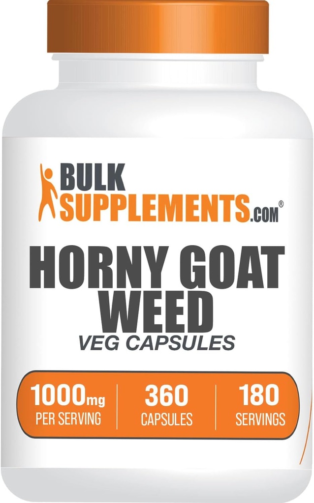 BulkSupplements.com Horny Goat Weed Capsule - Epimedium Extract, Horny Goat Weed Herbal Supplements - Vegan, 2 Capsule per Serving (1000mg), 360 Veg Capsules (Pack of 1)