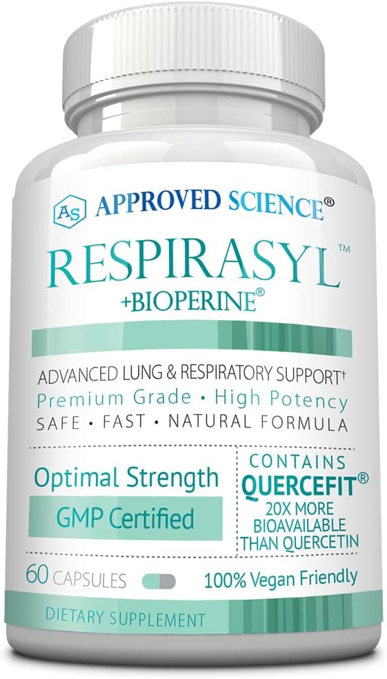 Odobreni Science® Respirasyl - pljuča in dihalne podpore - s Quercefit, vitamini A,C,D, BioPerin - 60 Kapsule - Izdelano v ZDA