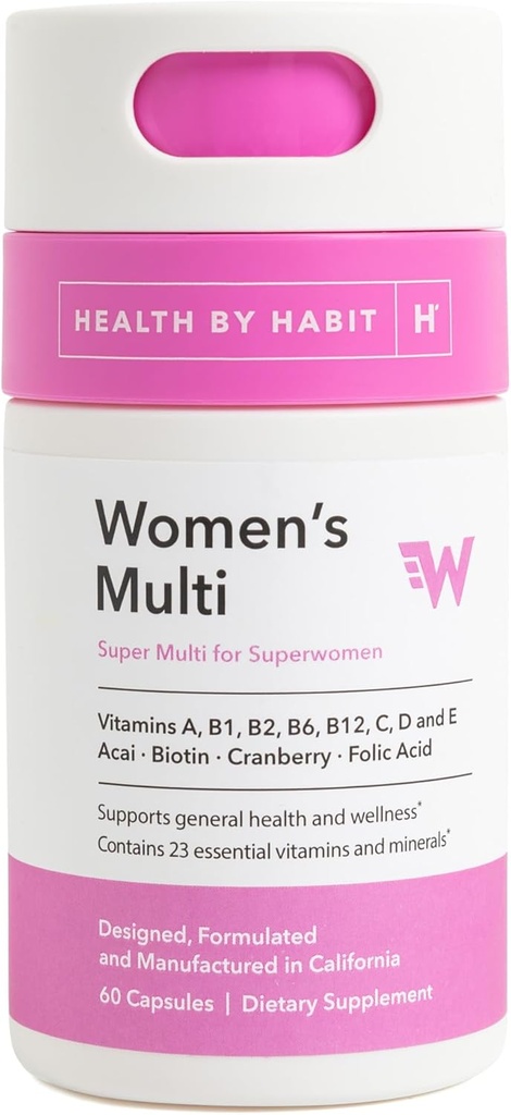 Hälsa av Habit Womens Multi Supplement (60 kapslar) - 23 Vitaminer och mineraler, stöder allmän hälsa och välbefinnande, icke-GMO, sockerfri (1 Pack)