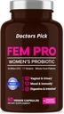 Fem Pro Probiotiques pour les femmes. 17 Straines cliniquement efficaces pour le soutien vaginal, digestif et immunitaire, la santé urinaire, l'équilibre du pH et l'humeur. 60 Capsules de légumes, 2 mois d'approvisionnement