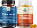 Bundle of Water Away Fluid Retention met Dandelion Leaf Extract & Green Tea for Bloating Relief and Kurkuma Gummies for Adults Peach Flavor - Kurkuma Curcumin met Black Pepper Extract en Gember