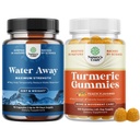 Bundle of Water Away Fluid Retention with Dandelion Leaf Extract & Green Tea for Bloating Relief and Turmeric Gummies for Adults Peach Flavor - Turmeric Curcumin with Black Pepper Extract and Ginger