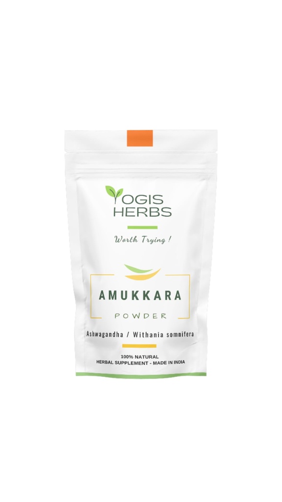 YOGIS HERBS Ashwagandha Root Powder, Amukkara (Withania somnifera) — Premium Single-Ingredient Adaptogen for Stress Relief, Sleep Support, Energy & Vitality — Stone-Ground, Sun-Dried Pure Indian Root