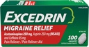 Excedrin Migreeni leevendavad kapslid migreeni sümptomite jaoks, atsetaminofeen 250mg, aspiriin 250mg, kofeiin 65mg, valu leevendaja, 100 loend