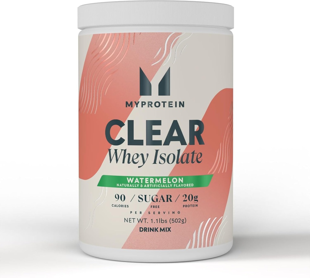 Myproteína Clear Whey Isolate Protein Powder, 1.1 Lb (20 porcións) Watermelon, 20g Protein per Serving, Naturally Flavored Drink Mix, Intake diaria de proteína para un rendemento superior